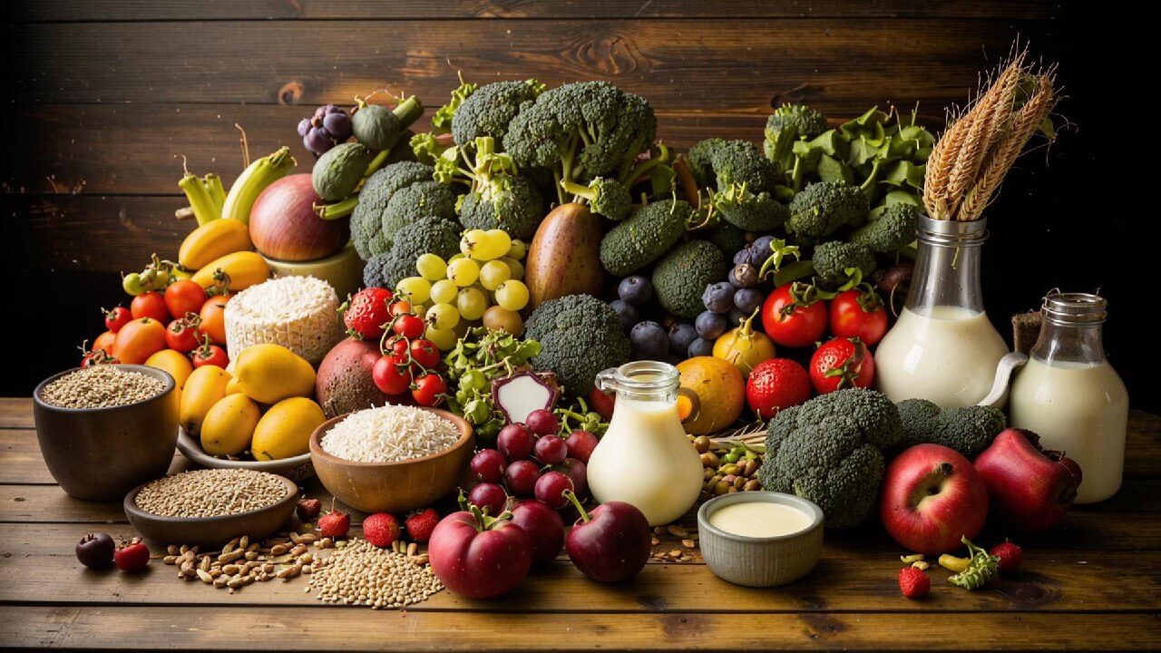 Полезные продукты на столе Полезные продукты